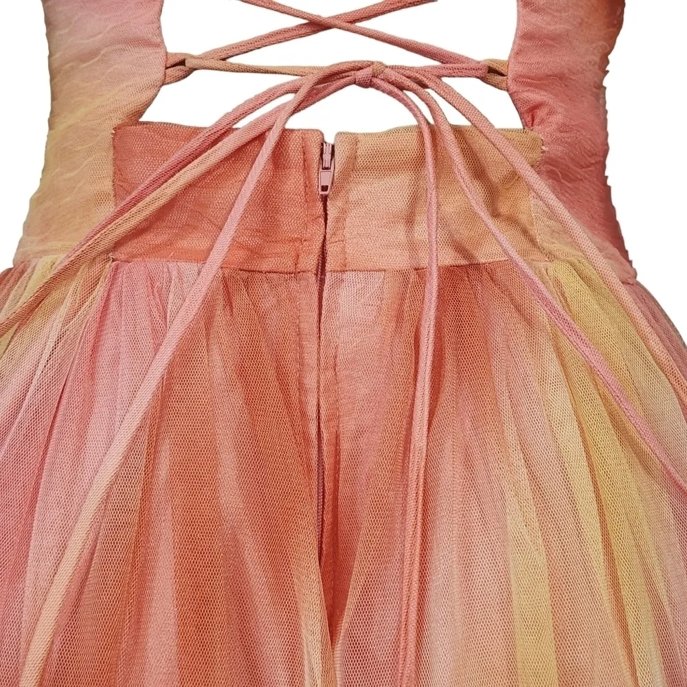 Amazing Sunset Iridescent Mesh Vintage Maxi Summer Evening Party Dress Size 7/8 - Image 9