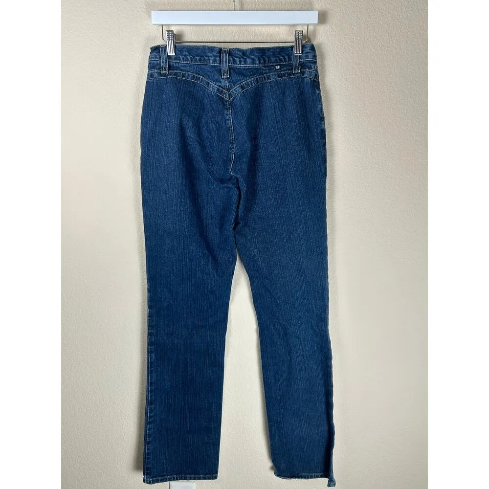 Vintage Rockies Jeans Women's Size 8 Long Dark Wash Denim Western Cowgirl Blue - Image 8