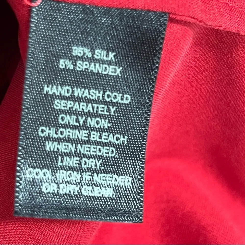 White House Black Market medium Red silk stretch Blouse - Image 3