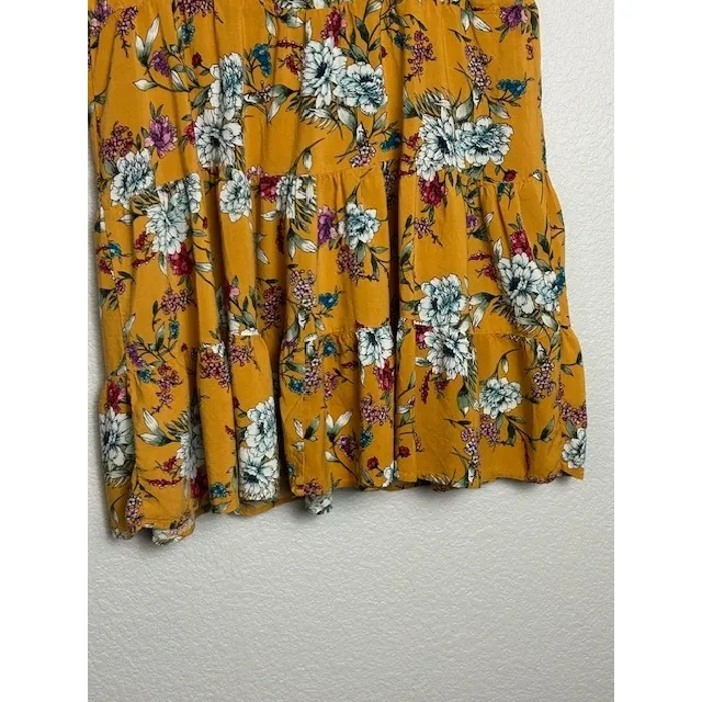 Live to Be Spoiled Junior's XXL Dress Yellow Floral Tiered Ruffle Summer Cottage - Image 6