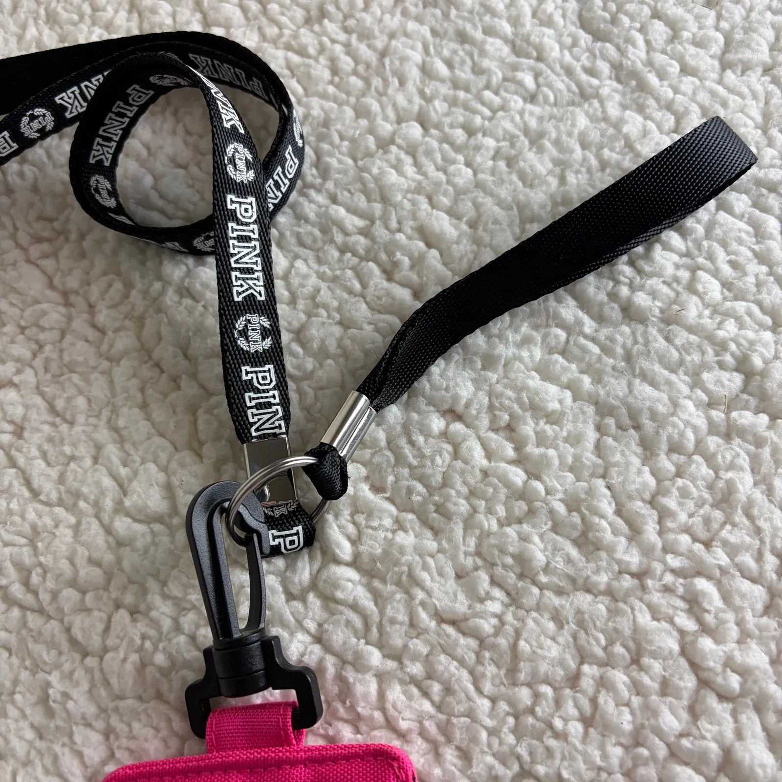Victoria Secret Pink Lanyard ID Case Badge Holder Wallet Zip Pocket - Image 5