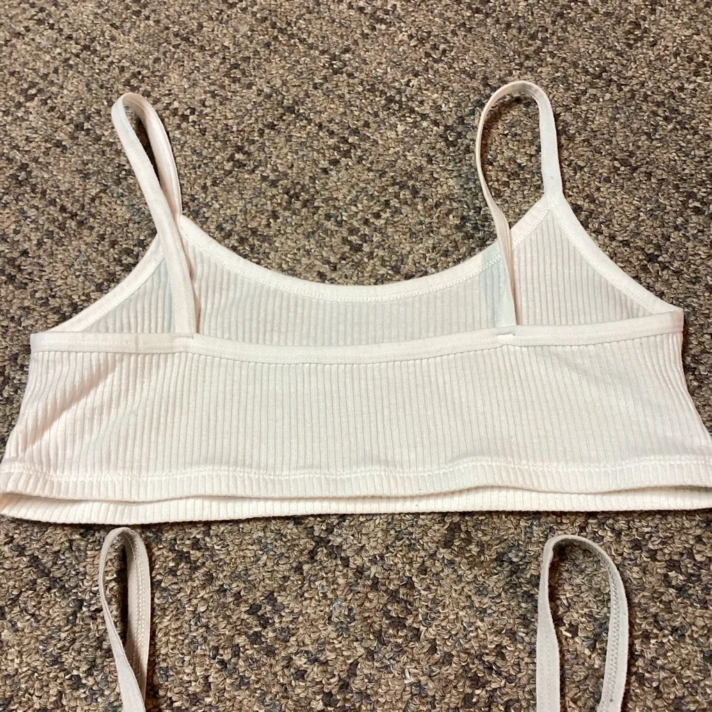 White & Light Gray Ribbed Crop Layering Top Camisole * Size Small - Image 7
