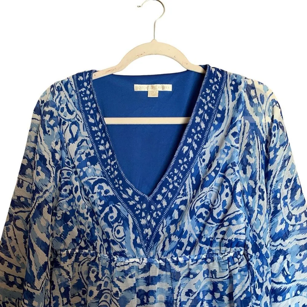 Boston Proper Womens Size Small Multicolor Paisley Boho Abstract V-Neck Blouse - Image 4