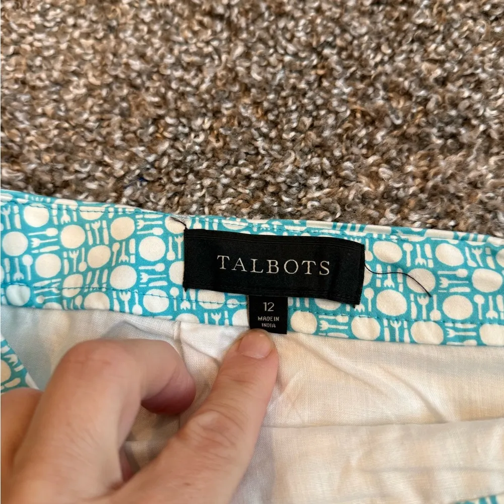 TALBOTS Woman Skirt Size 12 Pencil Skirt Spoon Fork Plate Knifes whimsical EUC - Image 4