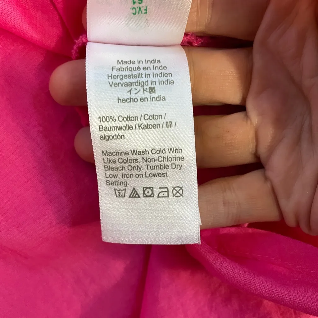 J. Crew Tie Front Voile Organic Cotton Pink Midi Dress - Sz M 🧡🎀 - Image 12