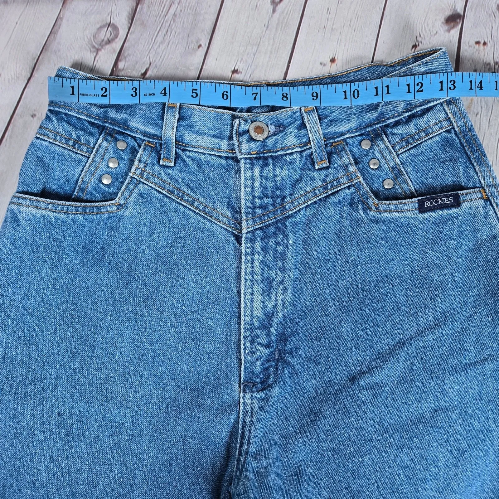 Authentic Rockies Jeanswear 9/10 L High Waisted Blue Denim Western Style Jeans Size undefined - Image 9