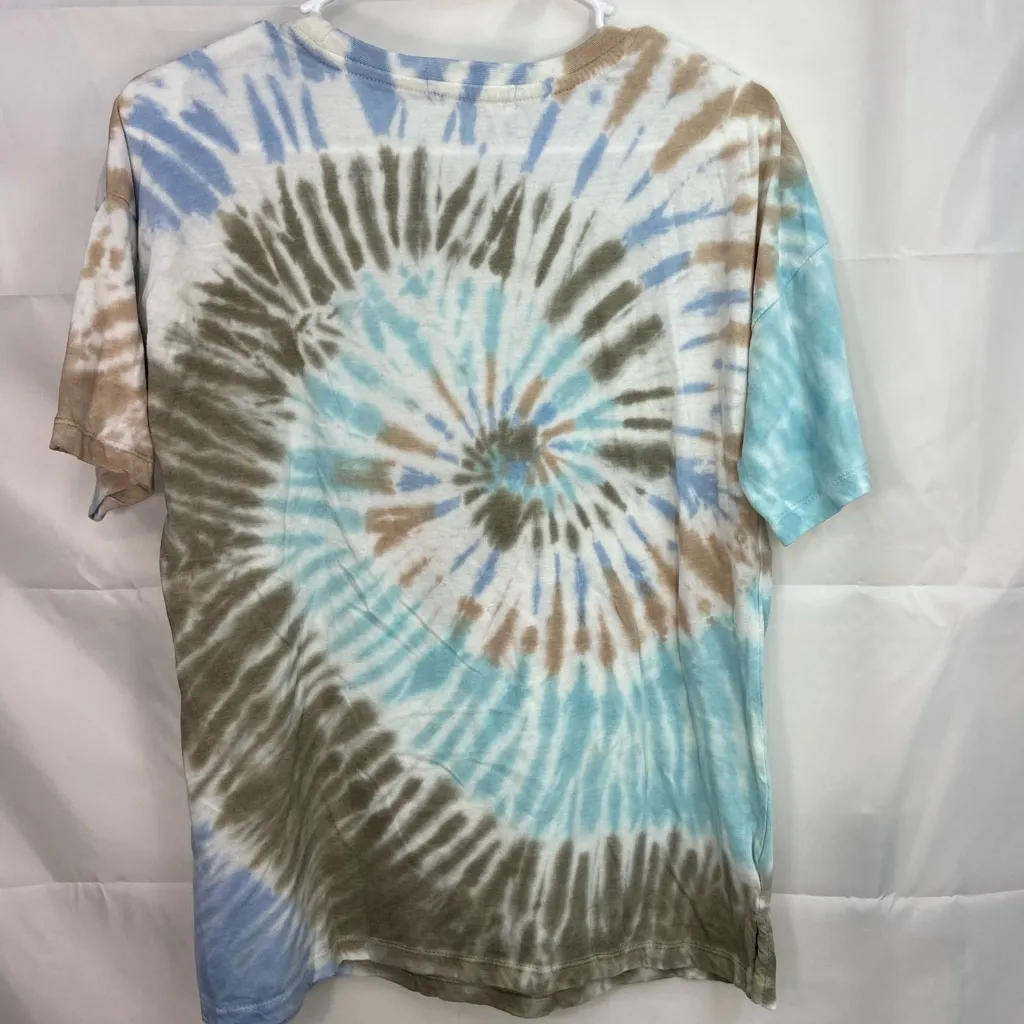 No Comment women’s blue brown tie dye spiral short sleeve casual tshirt medium - Image 5