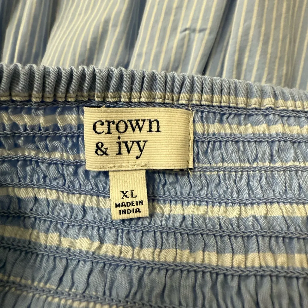 Crown & Ivy Striped Maxi Dress XL Blue Casual - Image 8