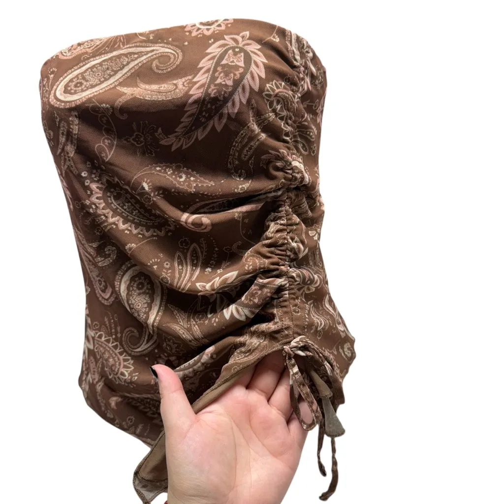 Almost Famous Boho Strapless Paisley Sheer Flowy Top - Image 3