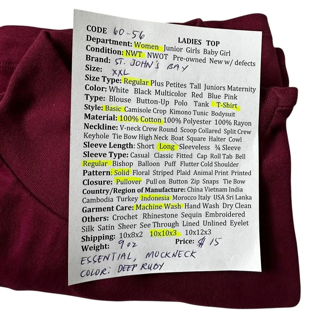 St. John's Bay Essential Deep Ruby Mockneck T-Shirt Women Size XXL NWT | 60-56 - Image 4