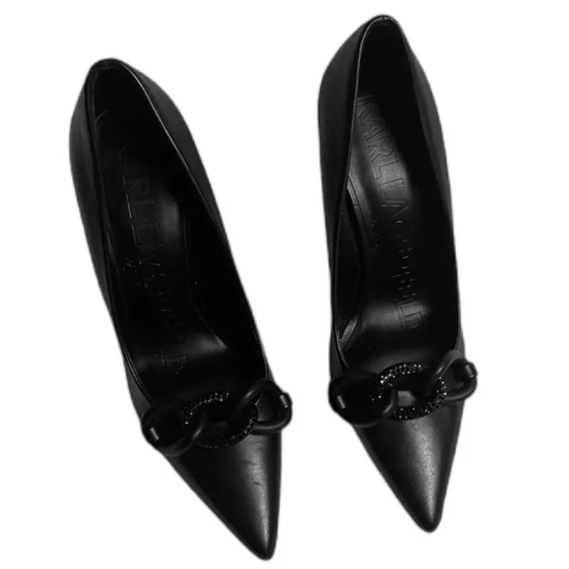 Karl Lagerfeld Women's Black Carmy‎ Leather Stiletto Pumps Size 6M - Image 6
