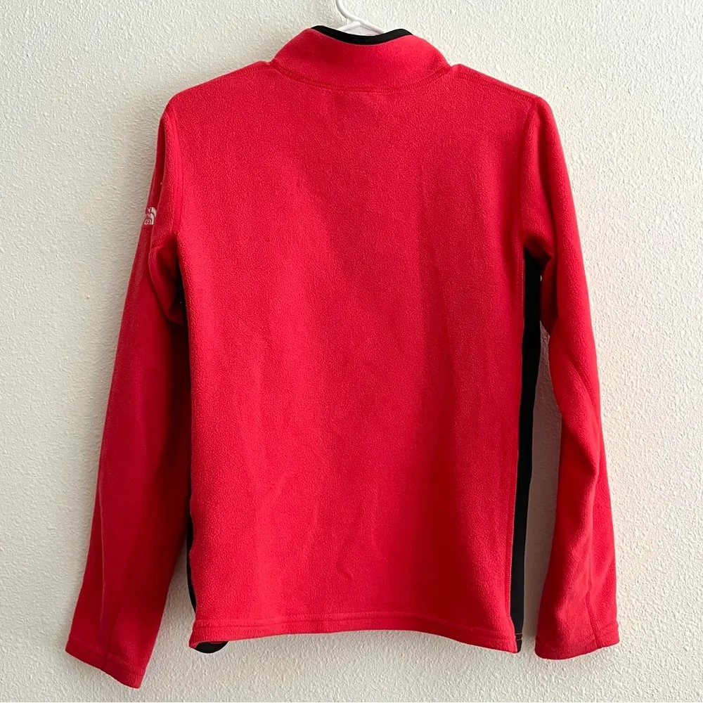 The North Face Women Quarter Zip Red Black Fleece Pullover Sweater Size Medium - Image 2