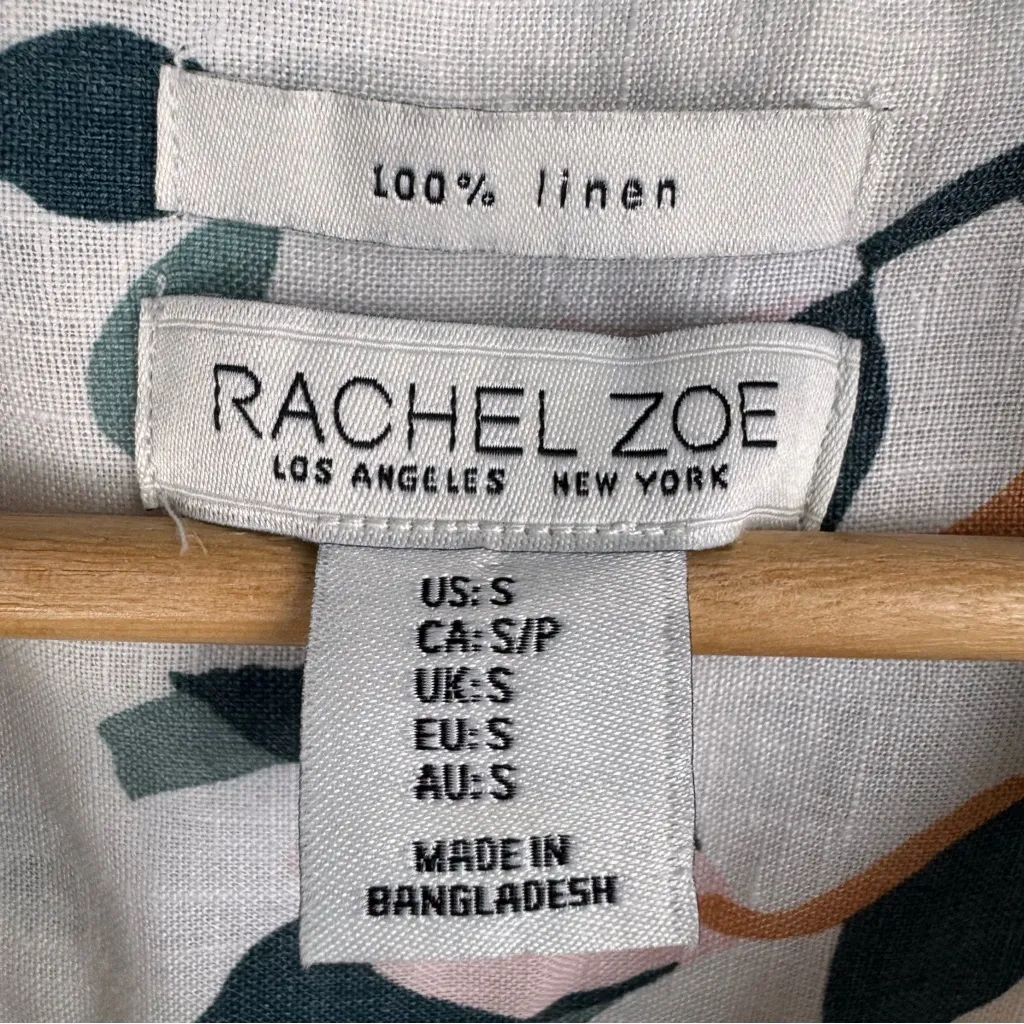 Rachel Zoe Linen Shirt Dress Sz S Short Sleeve Button Front Casual Lightweight‎ - Image 15