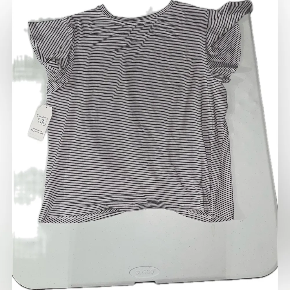NWT Time & Tru Striped Knotted Top with Ruffle Sleeves - Image 2