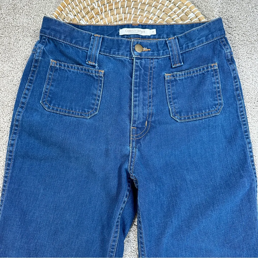 Christy Dawn Women’s The Lula Jeans High Rise Kick Flare in Cobalt Blue Denim 28 - Image 5