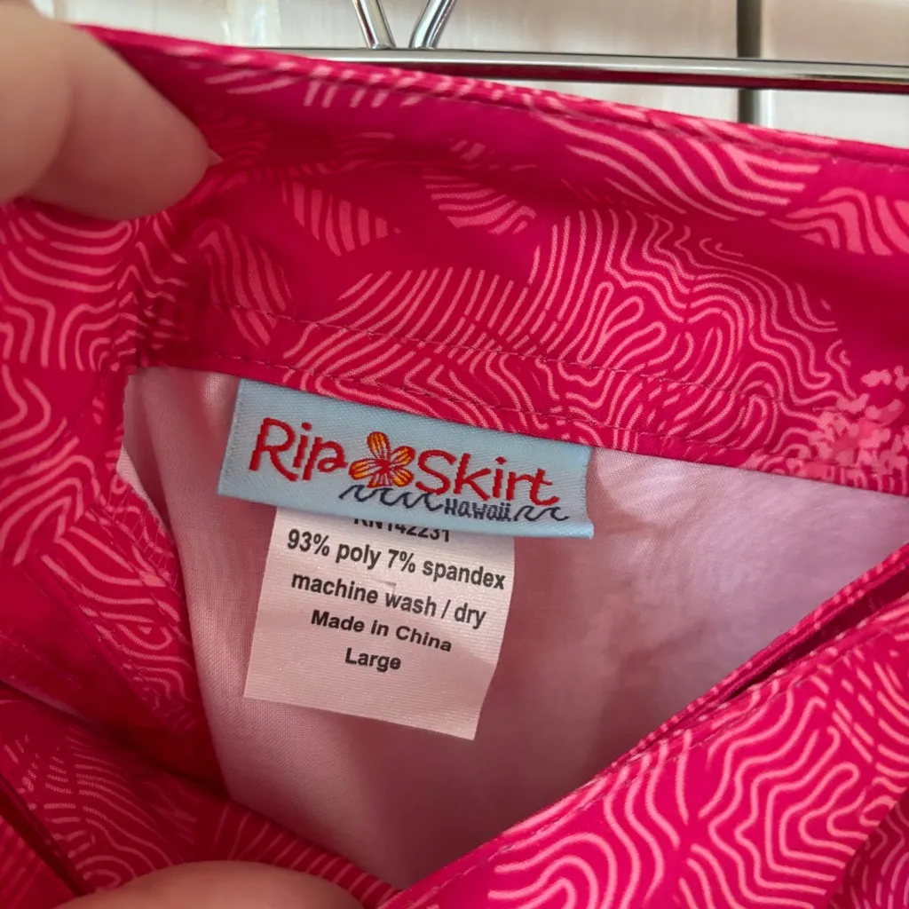 RipSkirt Hawaii Length 2 Pink Tropical Skirt Size Large NWOT Hibiscus Floral - Image 5