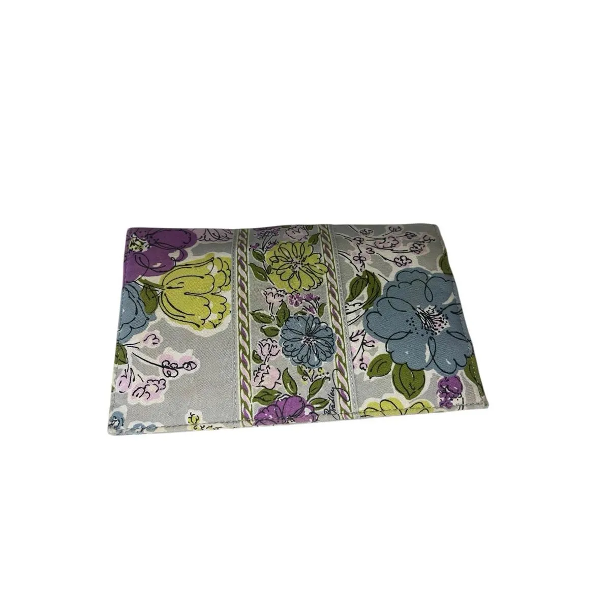 Vera Bradley Travel Wallet Watercolor Gray Floral Flat Clutch w magnet close - Image 2