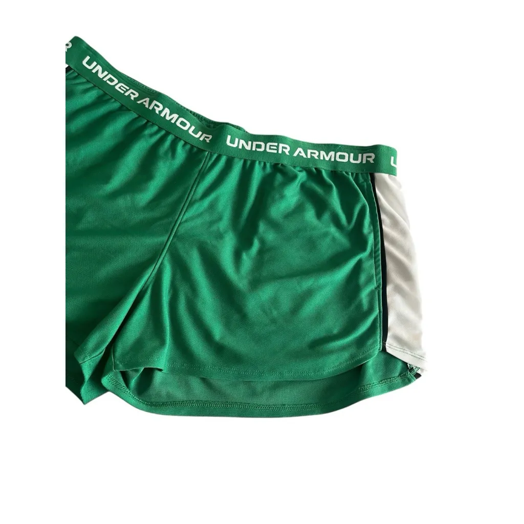 Under Armour Tech Play Up Shorts Womens Size XL Green White Stripe 3 in. Inseam - Image 3