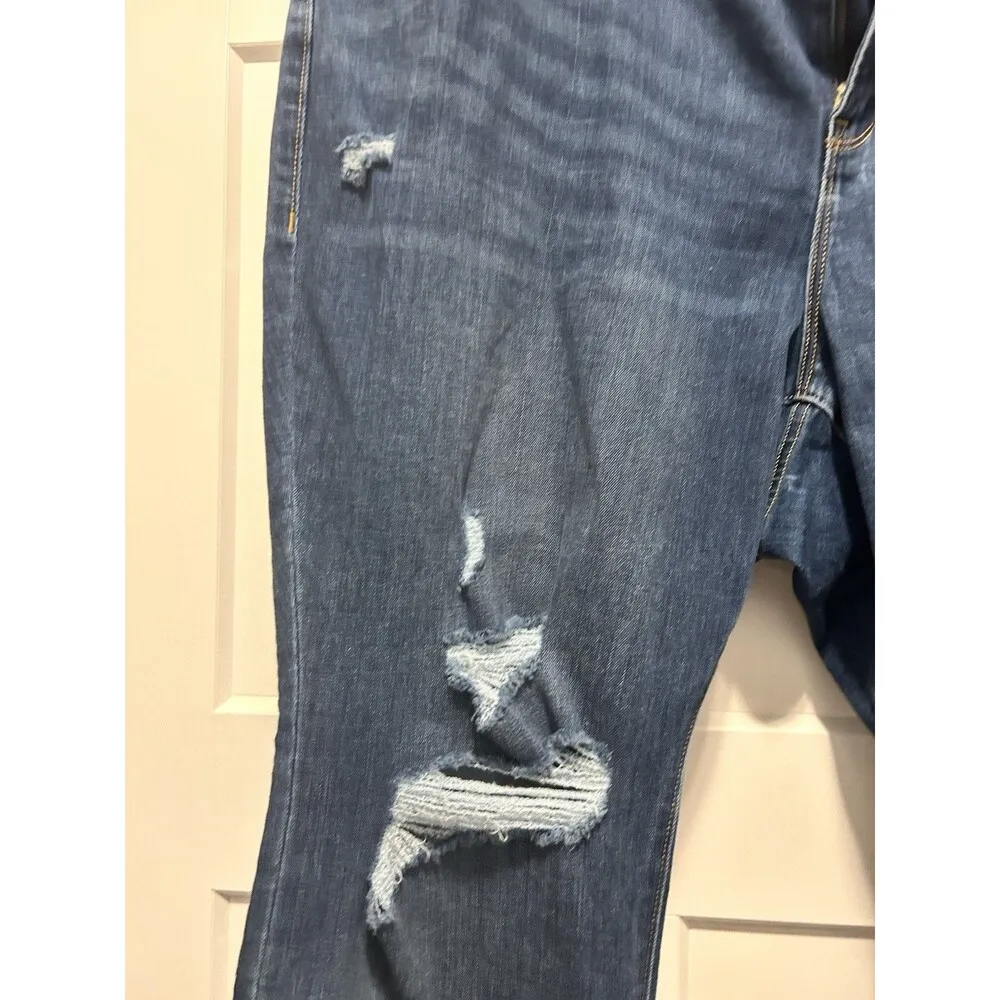Old Navy Women Plus Size 24 Short Mid-Rise Power Slim Straight Distressed Jeans - Image 4