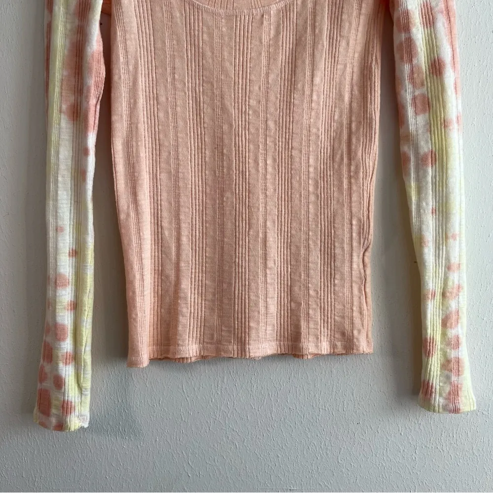 Free People Top We The Free Big Sur Long Sleeve T-Shirt Soft Pink Combo XS GUC - Image 10