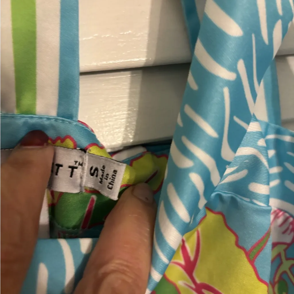 Gretchen Scott mystic garden isosceles Jersey dress Aqua lotus flora small Blue - Image 3