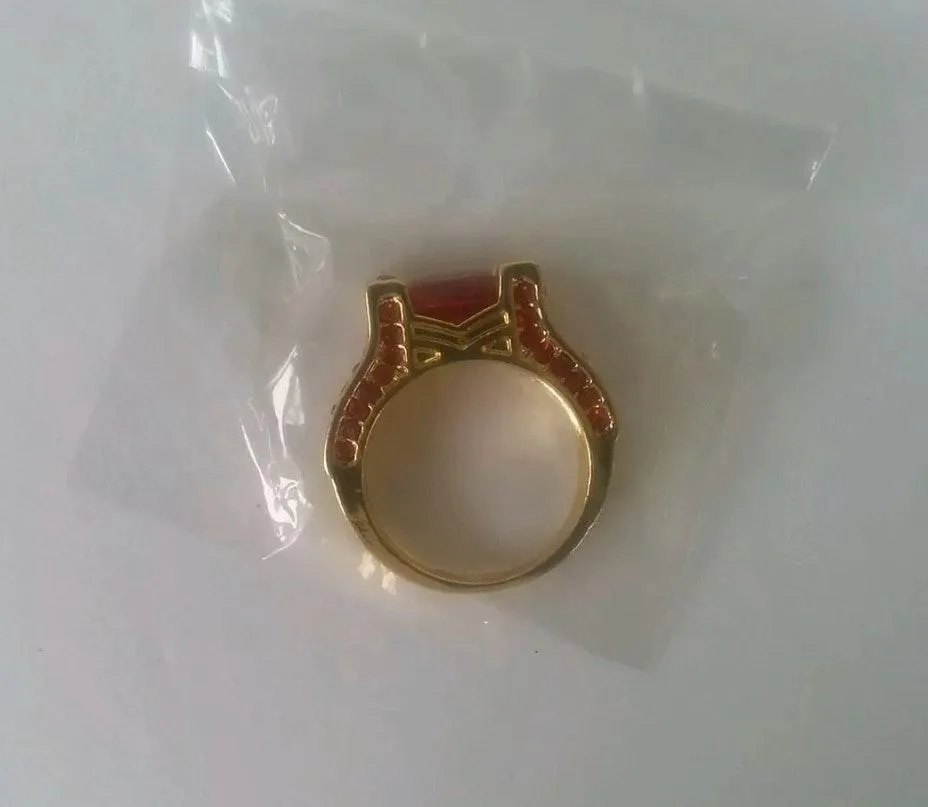 Ruby Red Gold Plated Size 7 Statement Ring - Image 5