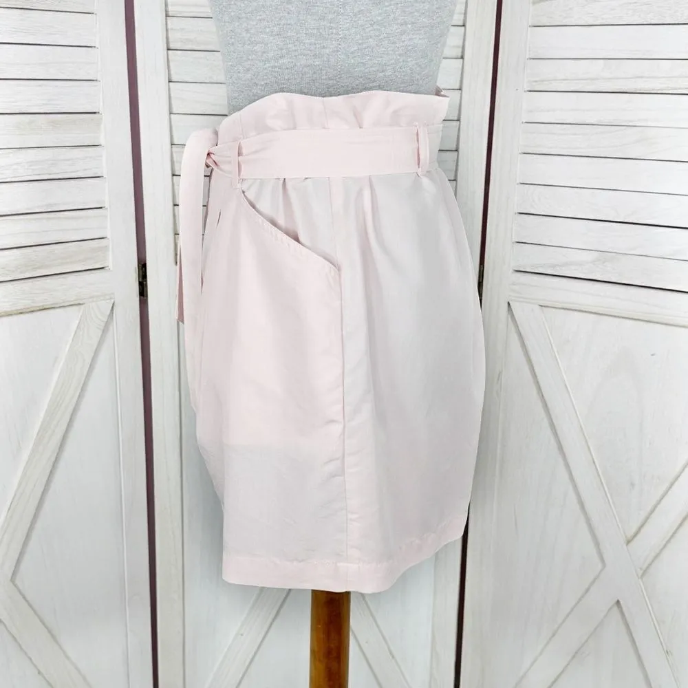 Elle Tie Waist High Rise Shorts Blush Pink 6 Paperbag - Image 4