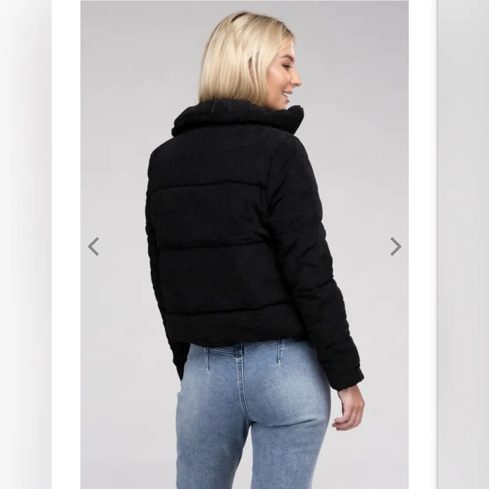 NWT Cozy Corduroy Black Jacket Size Large - Image 2