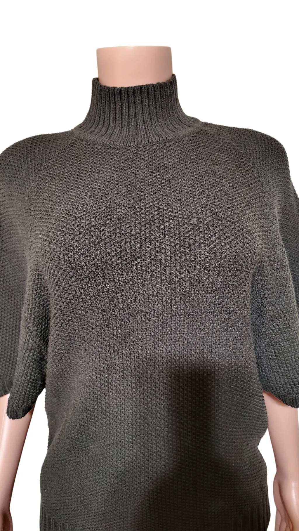 charcoal short sleeve bat wing knit jumper top M Black Size M - Image 2