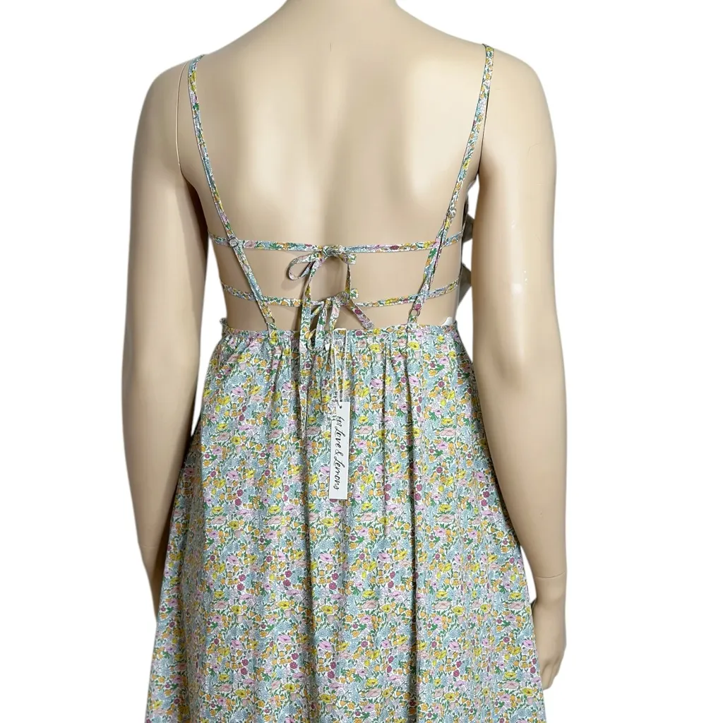 FOR LOVE & LEMONS Raleigh Midi Dress, Blue Floral, Large - Image 11