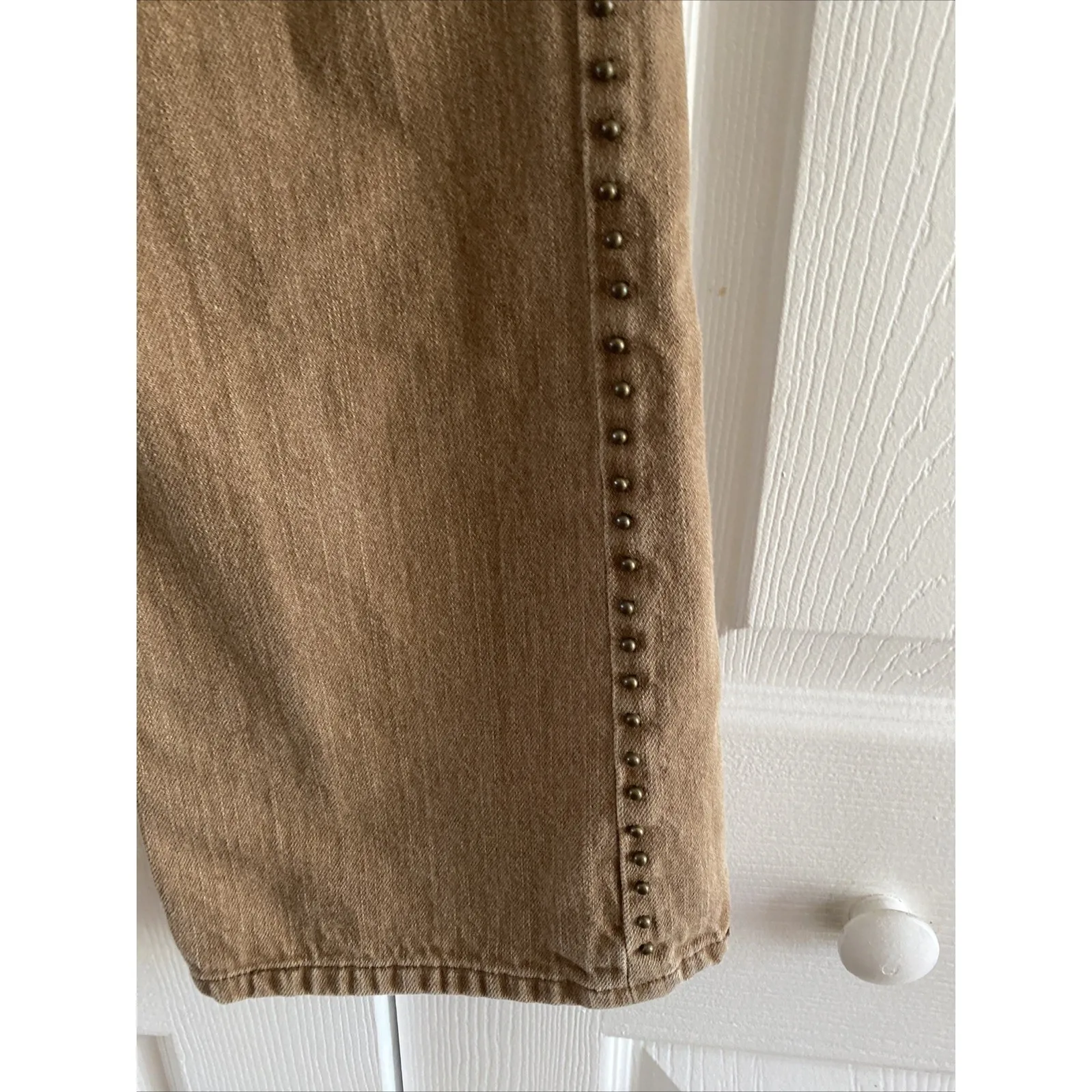 Ralph Lauren Jeans Co Womens Brown 10P Straight Leg Flare Studded Denim Western - Image 6