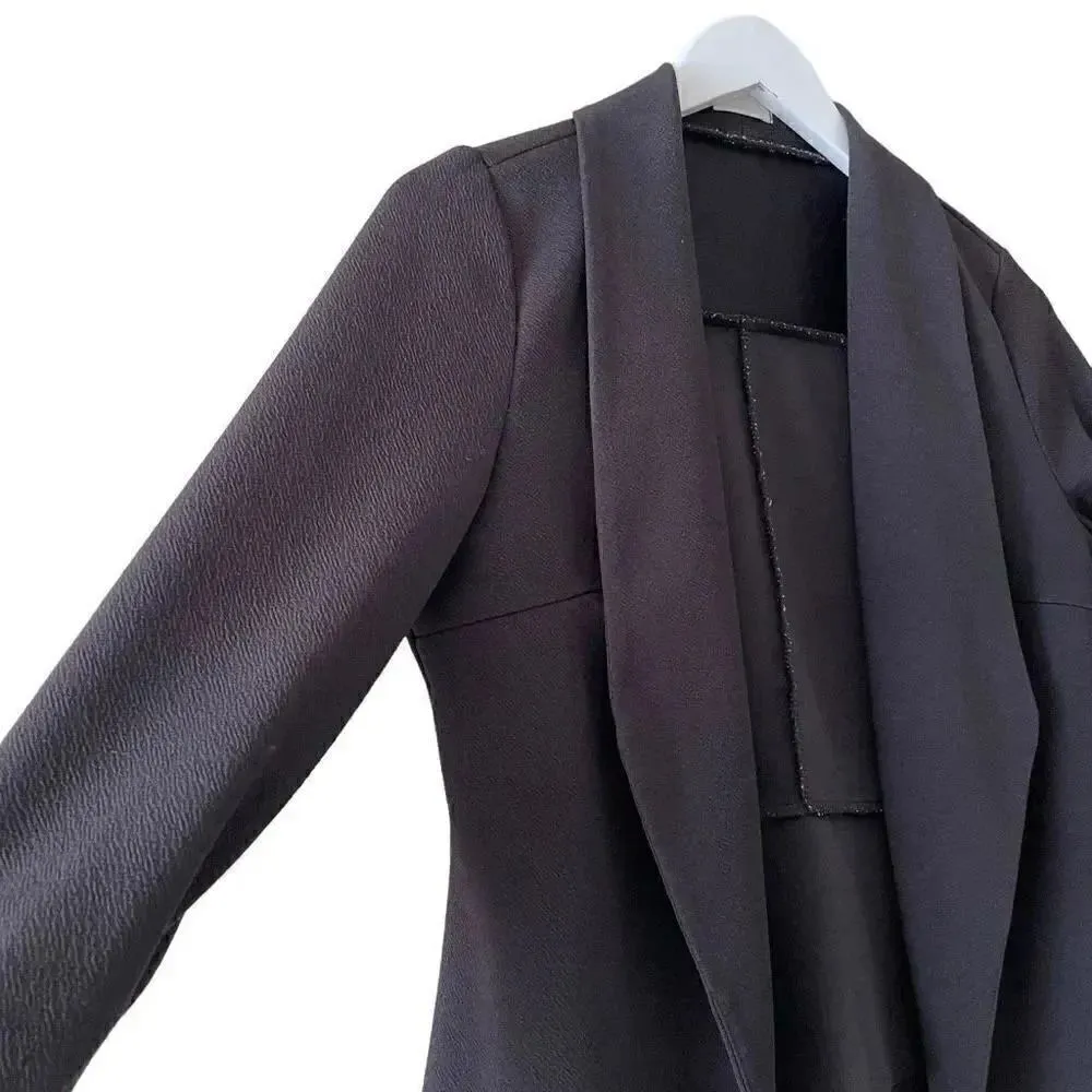 Black Asymmetric Blazer Solid Color Casual Thin Coat Suit Jacket SZ M #1592 Size M - Image 6