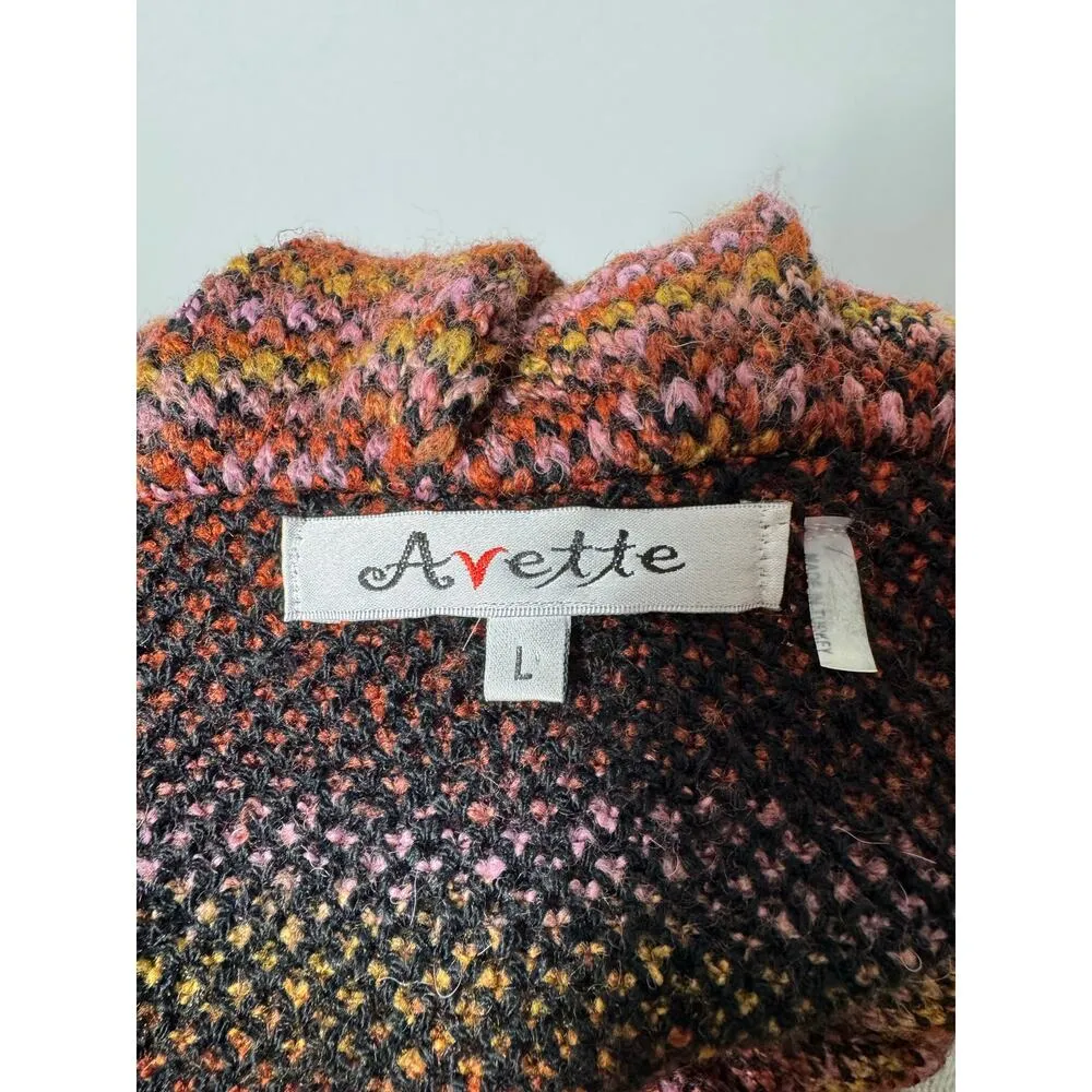 Vintage Avette Cardigan Women L Mohair Button Pocket Y2K Knit Puff Collar 90s Brown Size L - Image 5