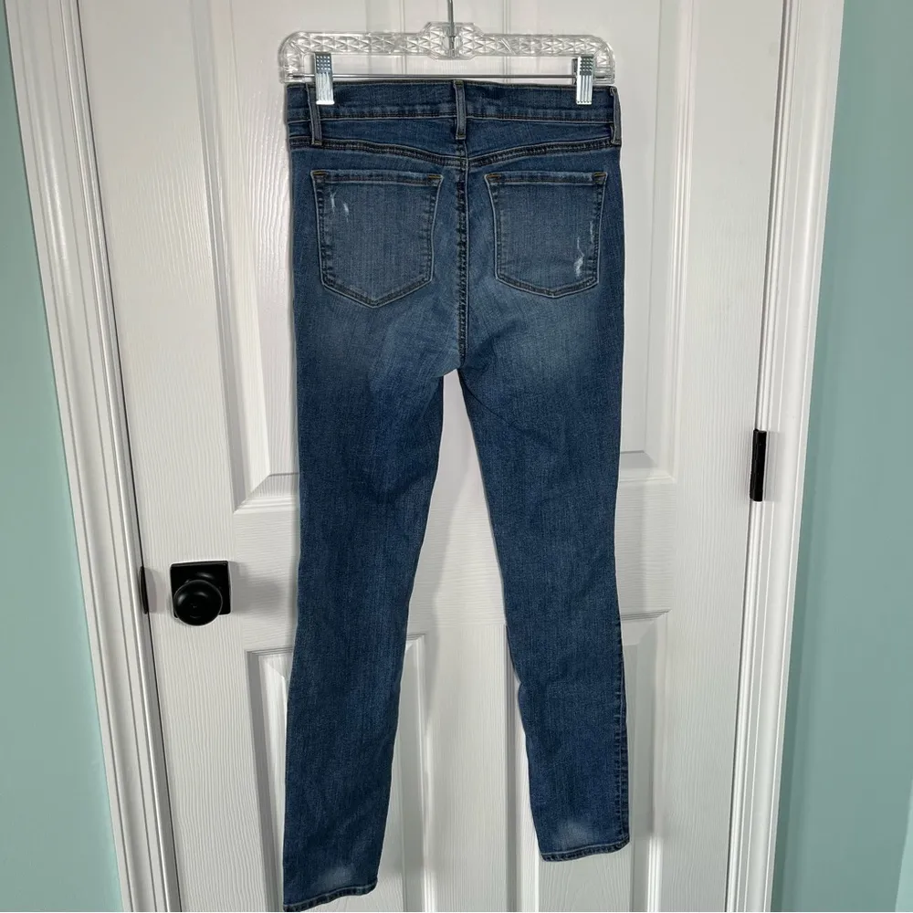 Loft Women’s Modern Skinny Jeans Size 4/27 Blue Mid Rise Wash Distressed Ripped - Image 6