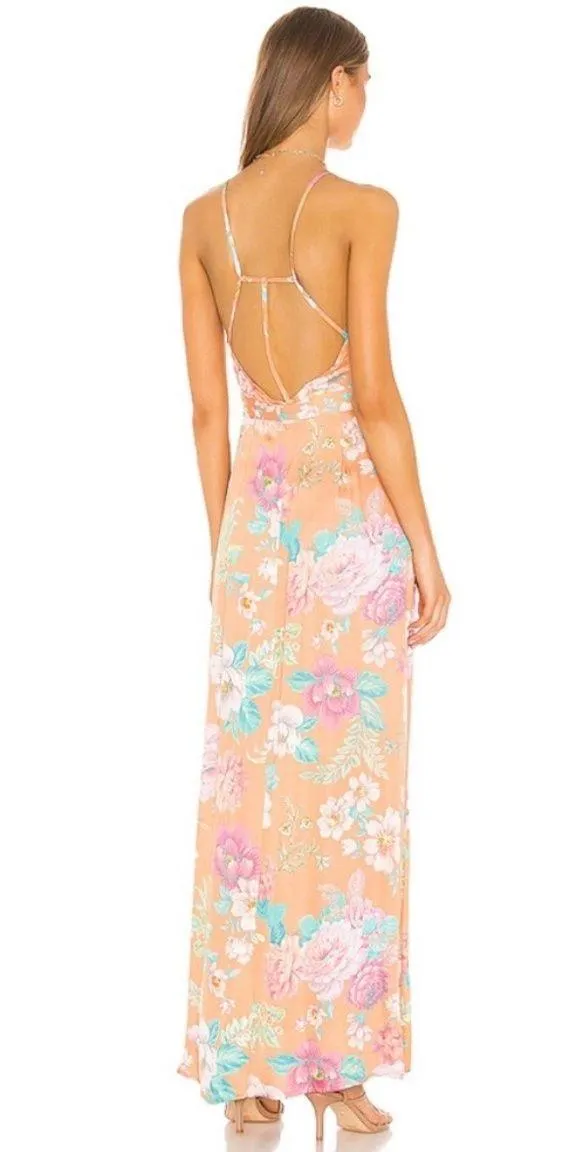 Cubano Floral Wrap Satin Maxi Dress - Image 2