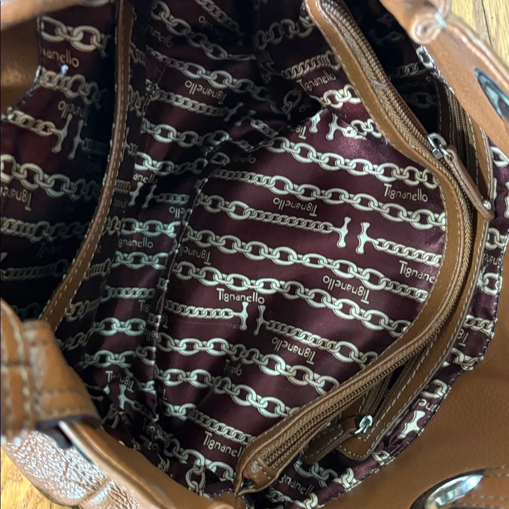 TIgnanello‎ Leather Shoulder Bag Caramel Brown Purse - Image 12