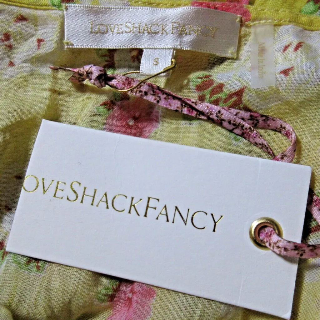 NWT LoveShackFancy Phyllis Mini in Sunbath Yellow Floral Tiered Cotton Dress S - Image 8