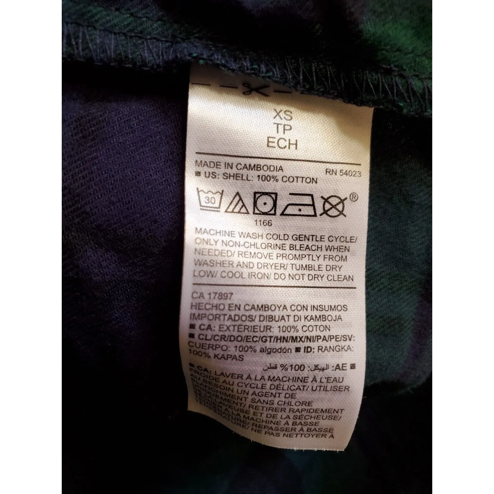 Old Navy Shirt Women XS Blue Green Plaid Flannel Button Down Top 100% Cotton - Image 5