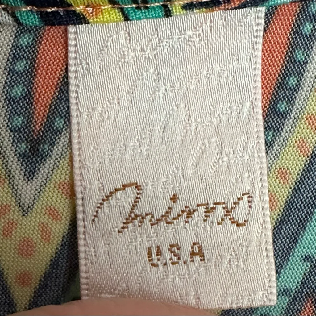 Retro Paisley Heart Floral Geometric Multicolor Midi Dress 1XL Green Size XL - Image 5