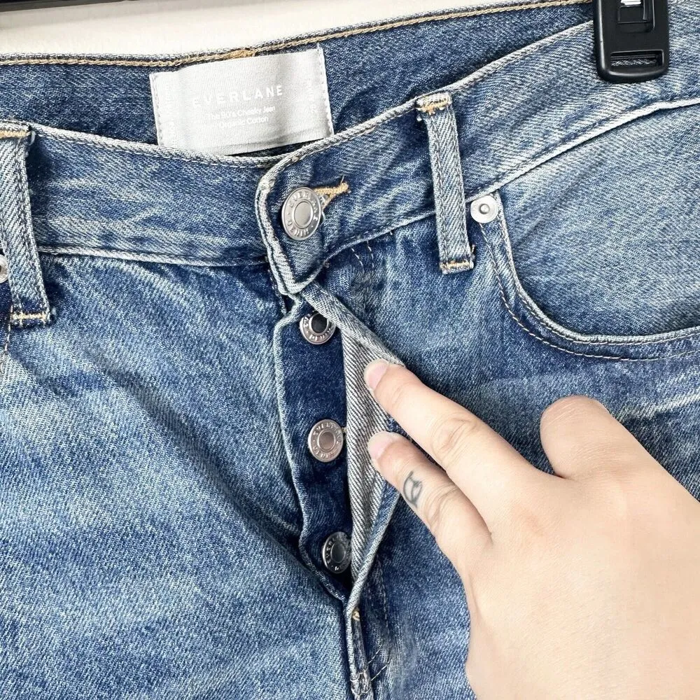 Everlane The 90s Cheeky Ankle Blue Jeans 25 Denim Button Fly Organic Cotton - Image 6