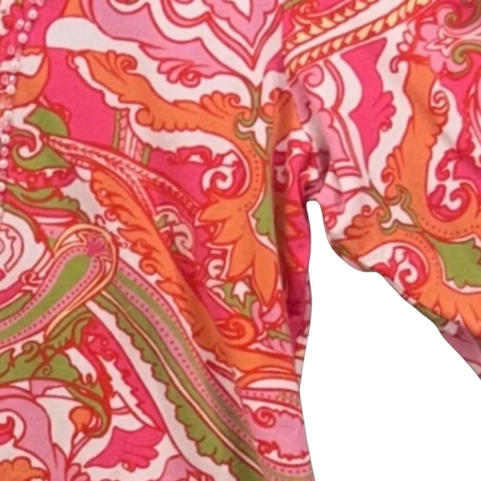 Soft‎ Surroundings Womens Blouse Size PM Paisley Boho Summer Retro Embellished - Image 5