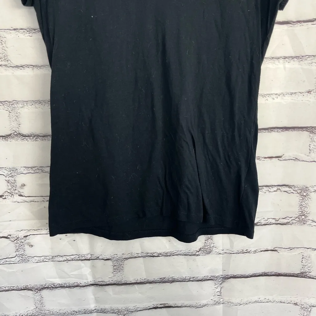 True Religion Rhinestone Logo V-Neck T-Shirt Women’s L Black Short Sleeve Tee - Image 5