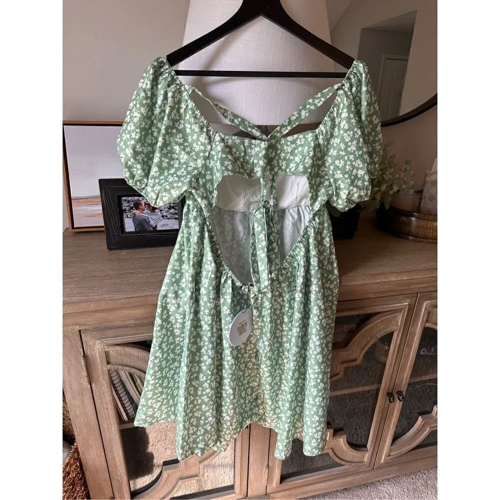 C59 Princess Polly NWT Let's Dance Mini Dress Green Floral Size 12 - Image 9