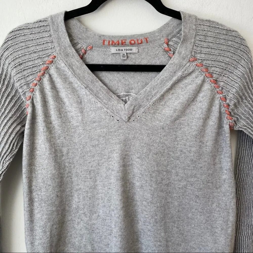 Anthropologie Lisa Todd Time Out V Neck Sweater Women's XS - Image 6