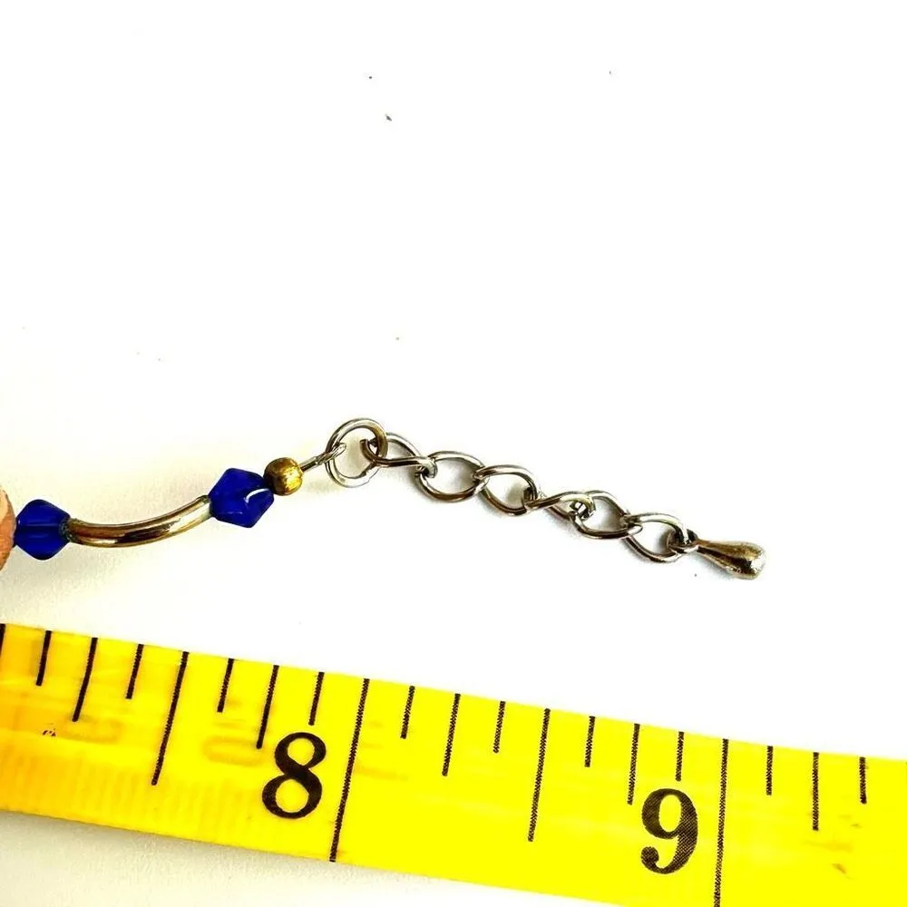 Cloisonné silver tone beaded bracelet Blue - Image 7