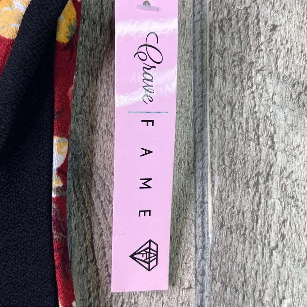 Crave Fame Size XS Terracotta Comb Shirt Cap Sleeve V-Neck Short Floral … - Image 8