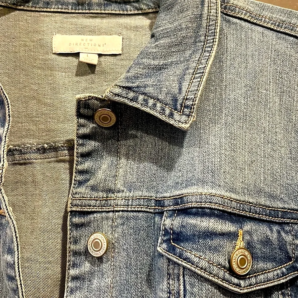 Denim Jacket Button Front Jean Coat Womens Large - Image 13