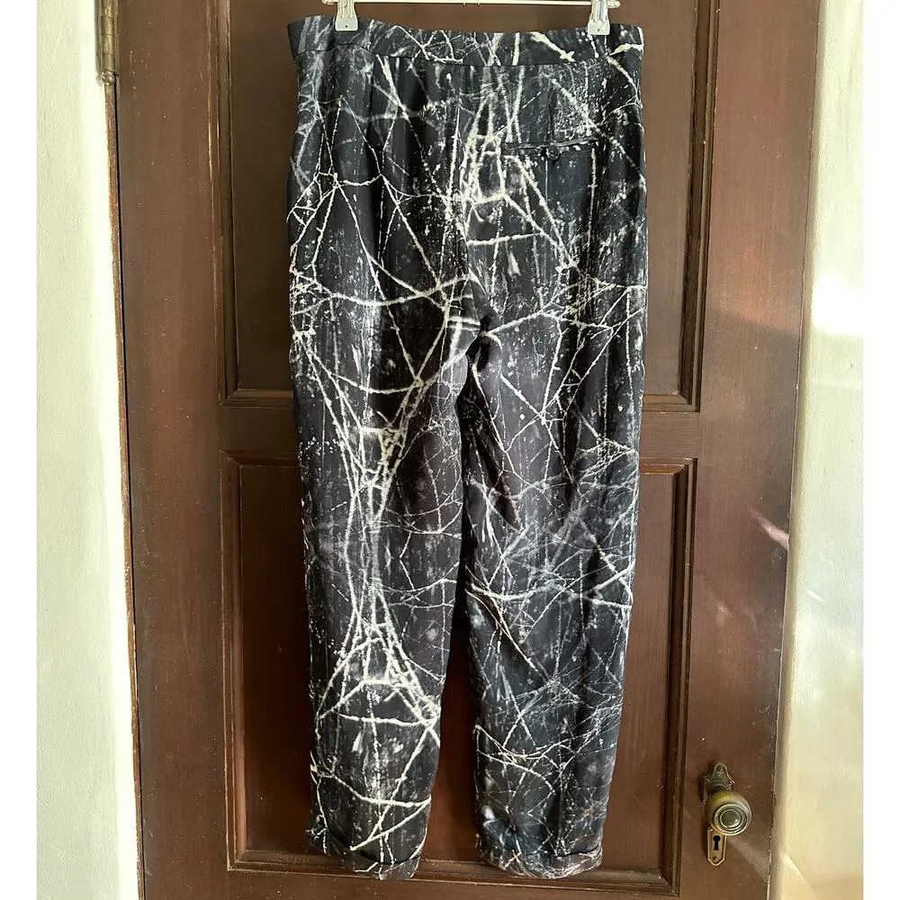 BNWT HAUTE HIPPIE | Black and White Printed Silk Cuffed Trousers | Size 4 - Image 6