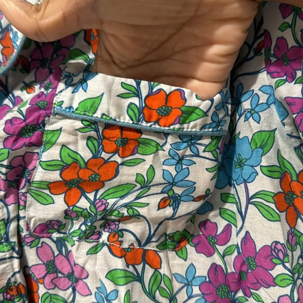Roller Rabbit Blomst Lulu Pajama Top Only Size L Multi Color Cotton Silk Blend - Image 5