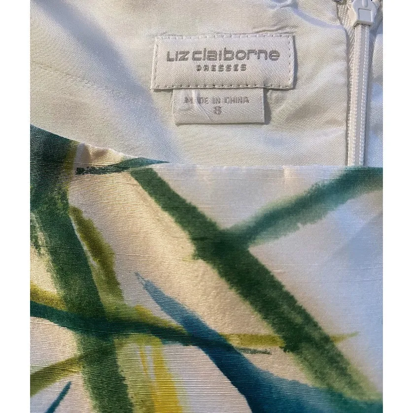 Liz Claiborne Blue Green Floral Print Silk Dress - Size 8 NWT - Image 5